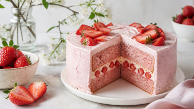 طرز تهیه کیک توت فرنگی خانگی و اسفنجی