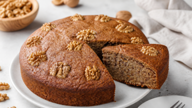 طرز تهیه کیک گردویی خانگی خوشمزه و پف‌دار