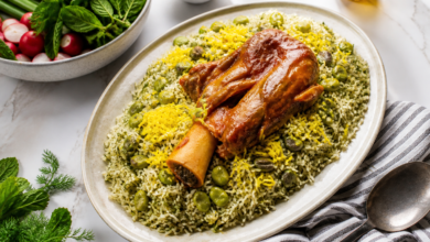 باقالی‌پلو با ماهیچه مجلسی