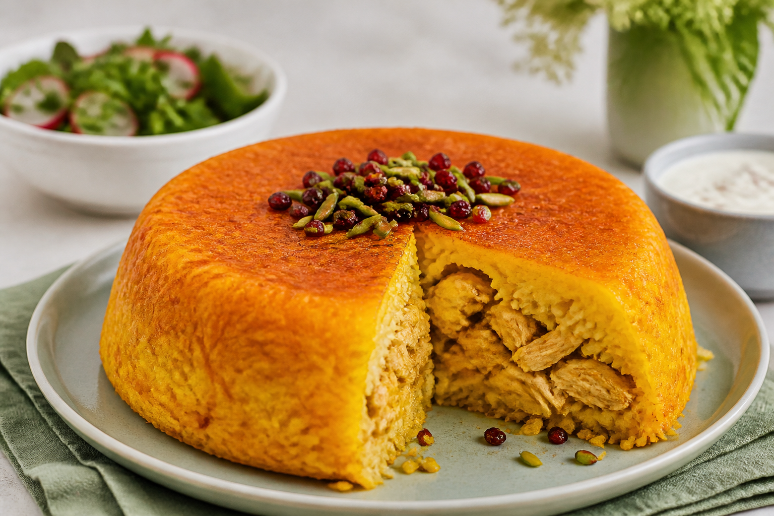 طرز تهیه ته‌چین مرغ مجلسی و قالبی