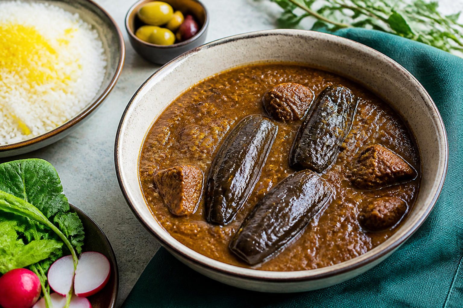 طرز تهیه خورش بادمجان اصیل و جا افتاده