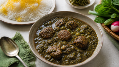طرز تهیه خورش غوره مسما با مرغ و بادمجان