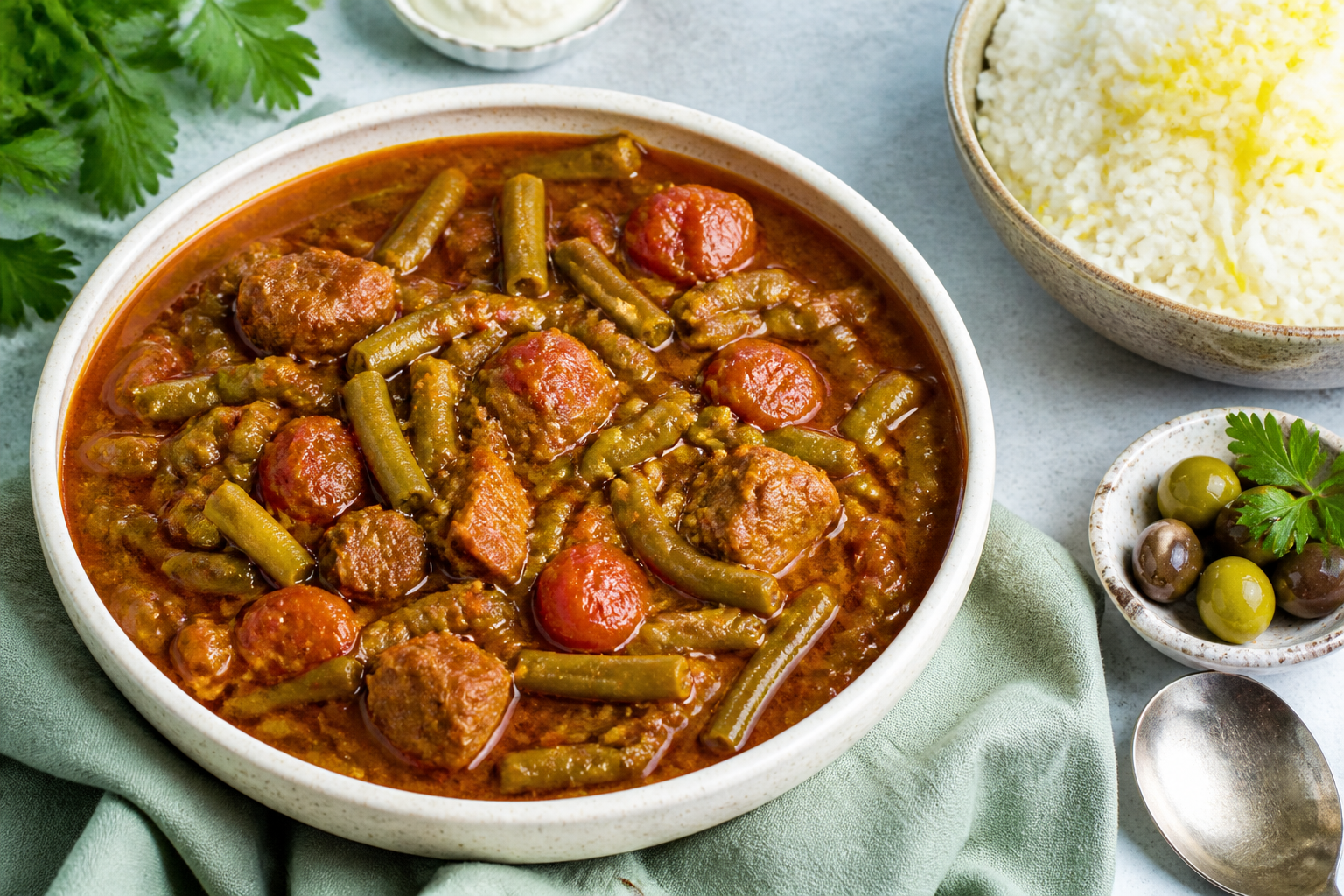 طرز تهیه خورش لوبیا سبز مجلسی و جاافتاده